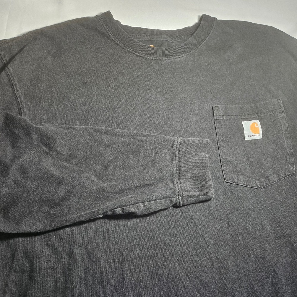 Carhartt Mens K126 BLK Long Sleeve Pocket T-Shirt Black Original Fit XL Regular